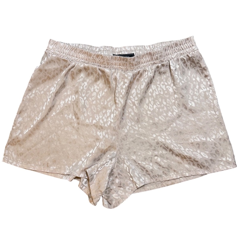 BCBG MAX AZRIA Champagne Leopard Satin High Rise Shorts XL